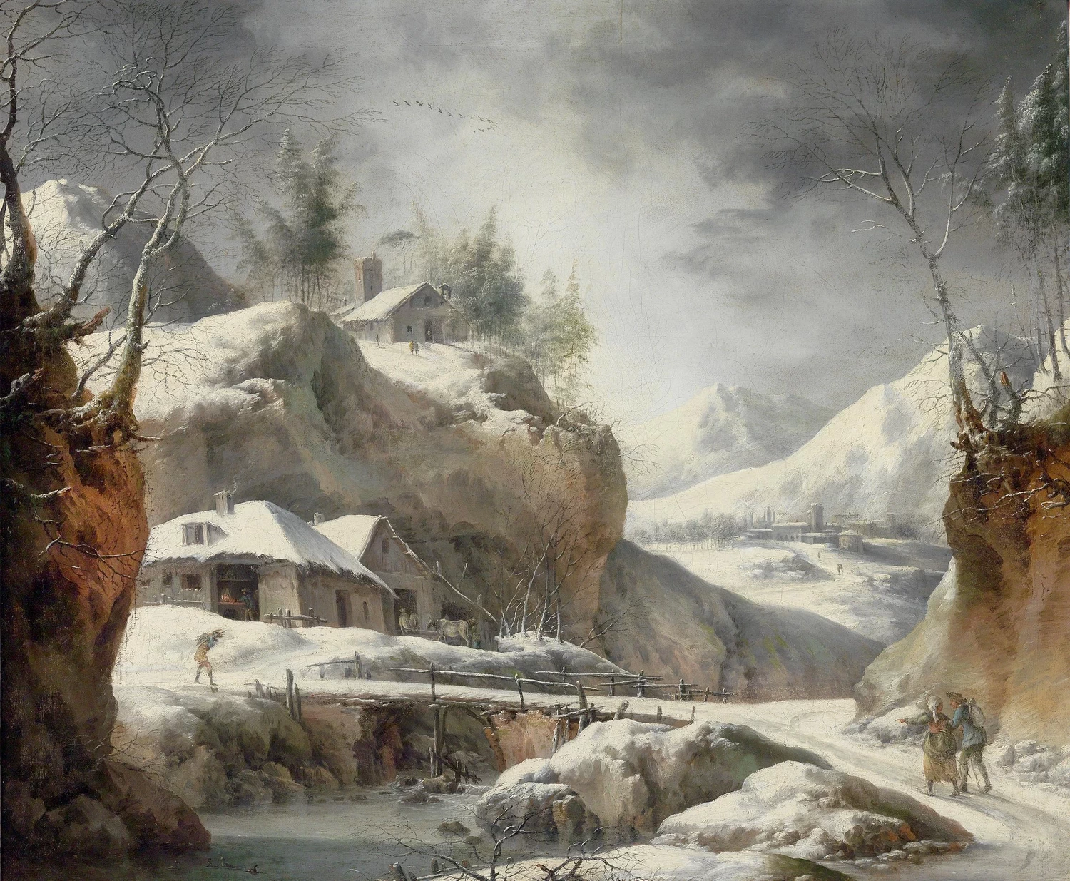 Johann Christian Vollerdt - Paesaggio montano invernale